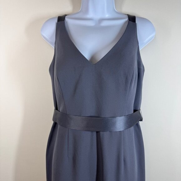 White by Vera Wang V-neck Open Back Bridal Long Gray Gown Size 12 - Picture 4 of 16